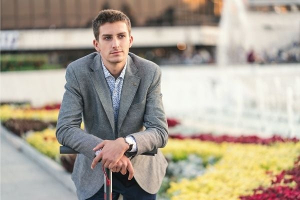 Young man on an e-scooter